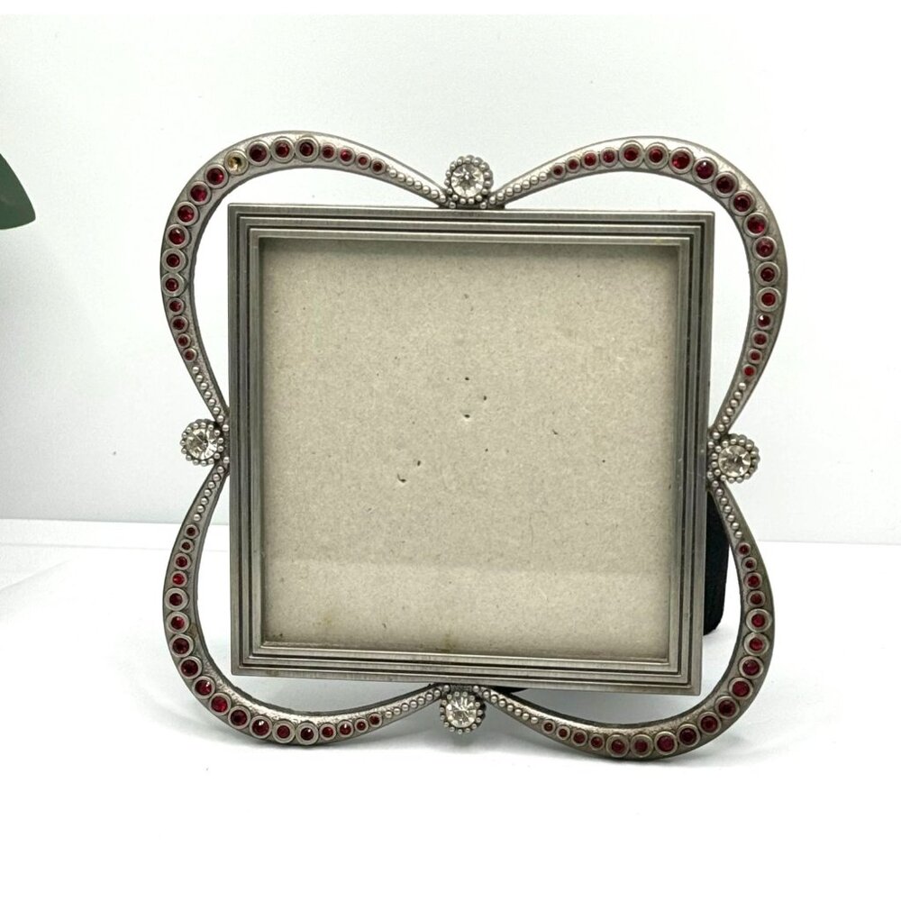 Elsa L Inc Jeweled Pewter Metal Picture Frame Holds 3.5X3.5 Photo